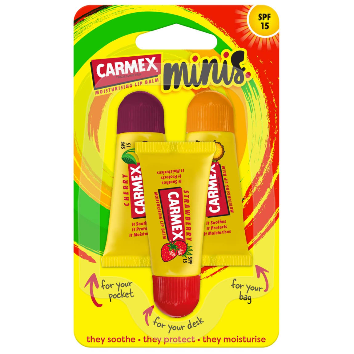 Carmex Mini Lip Balm Trio SPF15 3 pack