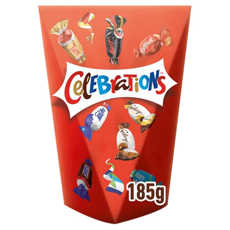 Celebrations Pop Box 185g filled with assorted mini chocolates