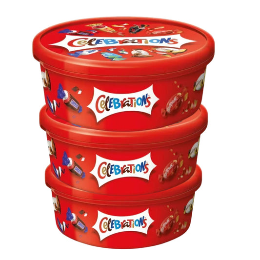 Celebrations milk chocolate & biscuit bars in 3 x 500g sharing tubs