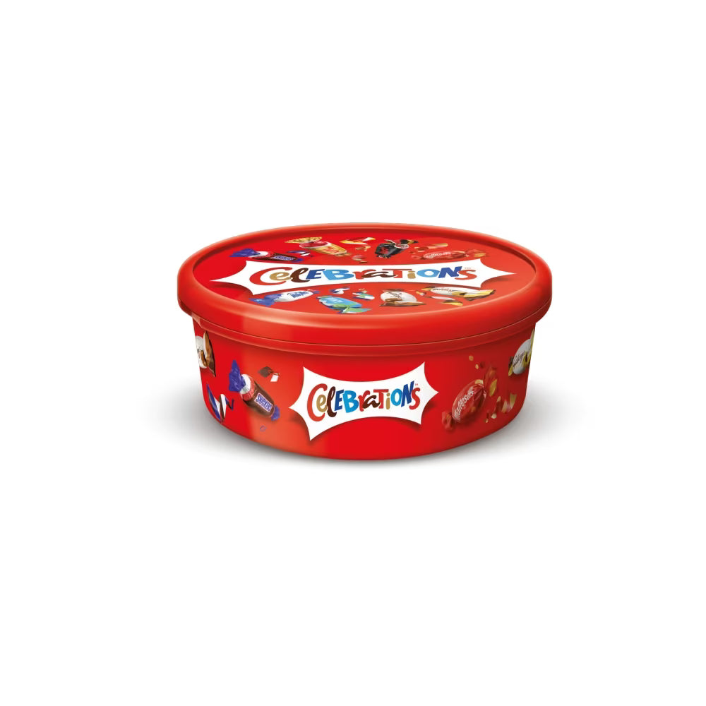 Celebrations 500g sharing tub with bite-sized milk chocolate and biscuit treats
