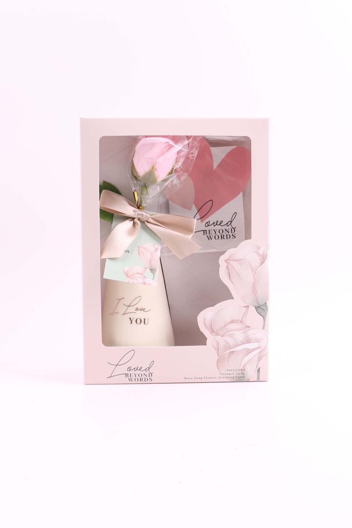 Elegant ceramic vase with a scented soap flower for gifting or decor