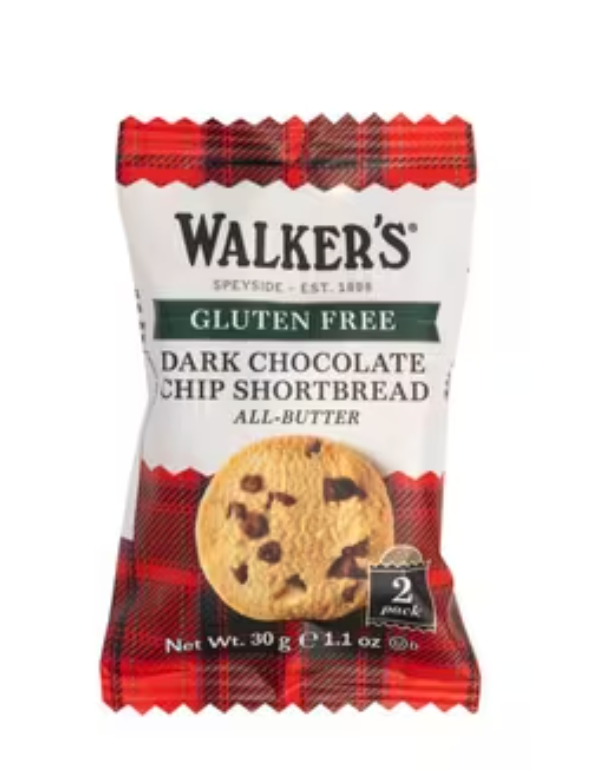 Individually wrapped choc chip shortbread biscuits