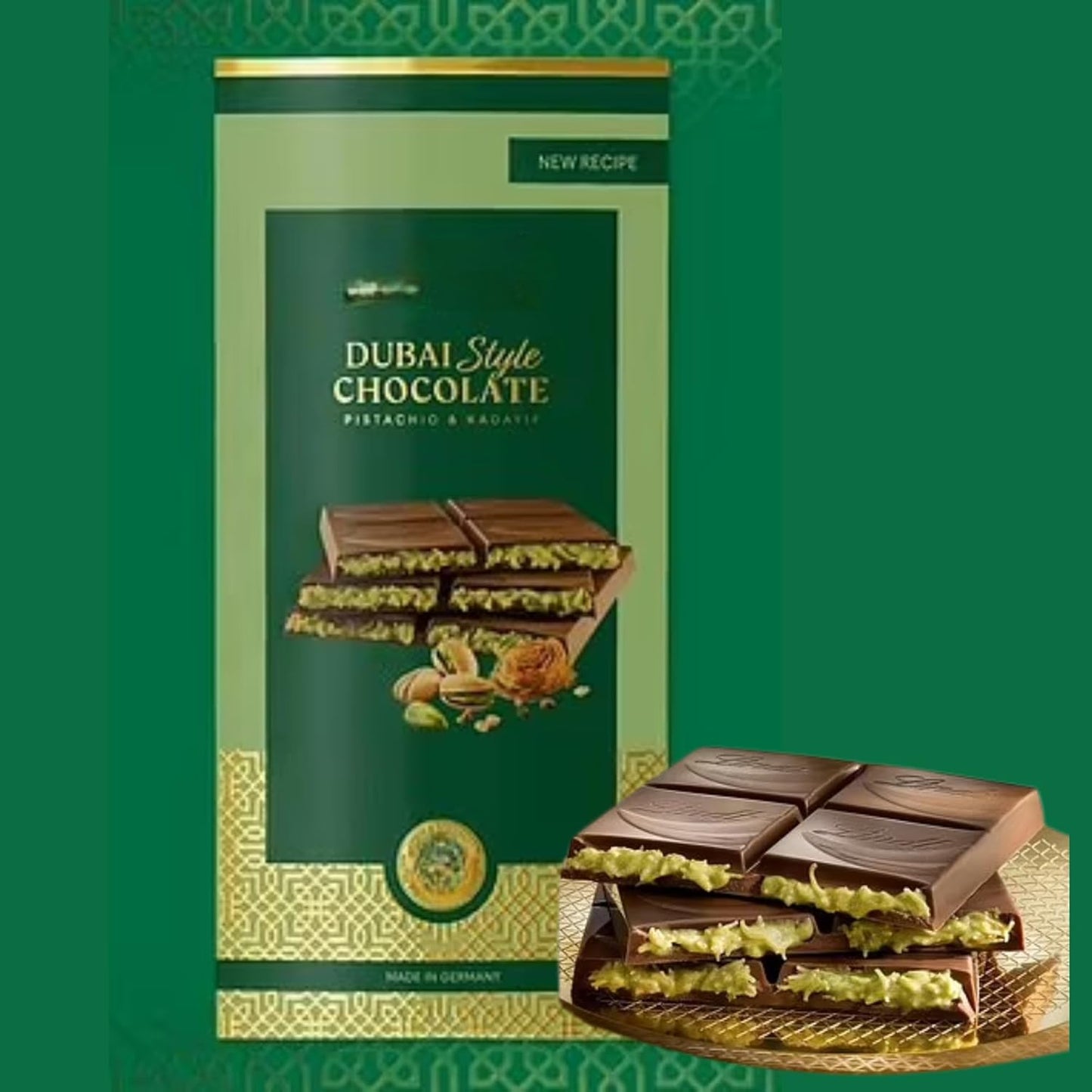 Chocolate bars gift from UAE with pistachio cream and crunchy kadayif