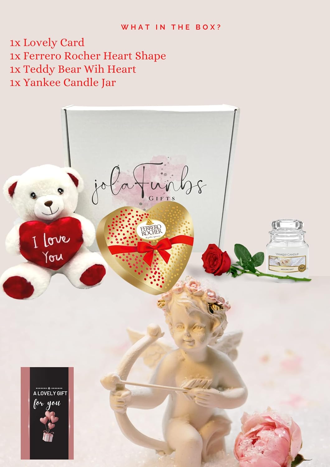 Romantic gift set with chocolate box and soft teddy bear