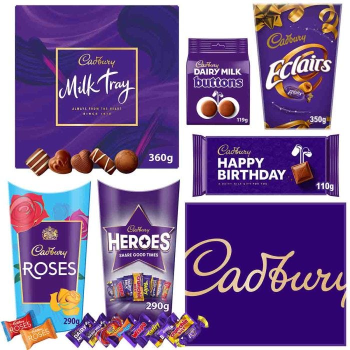 Chocolate hamper filled with Cadbury birthday treats