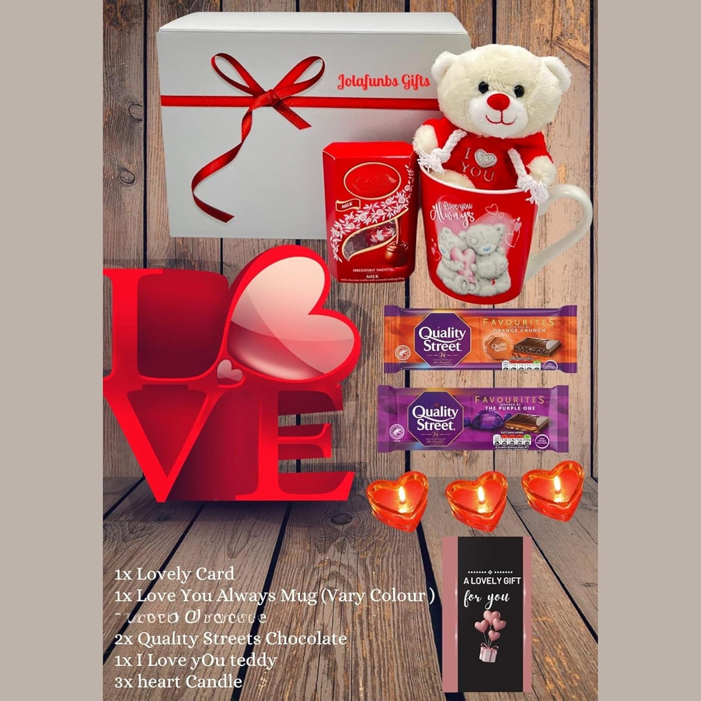 Teddy bear and mug included in the Chocolate Hamper Gift Box