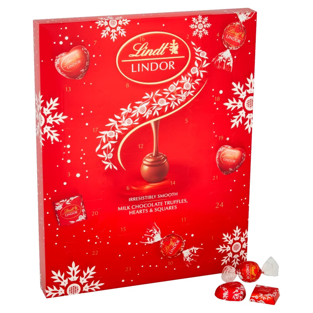 24 LINDOR chocolates with smooth, creamy centers in 235g Advent Calendar