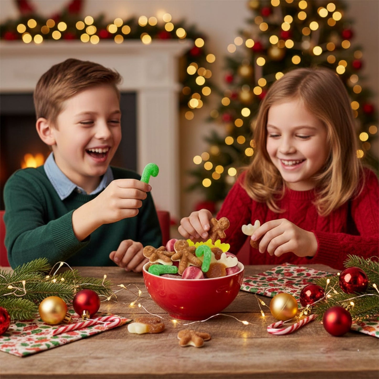 1kg bulk bag of fruity and cola flavour Christmas sweets