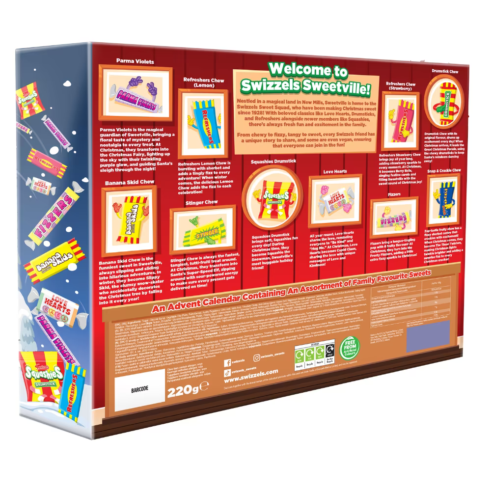 220g Swizzels Sweet Shop Advent Calendar including Refresher, Squashies, and Love Hearts