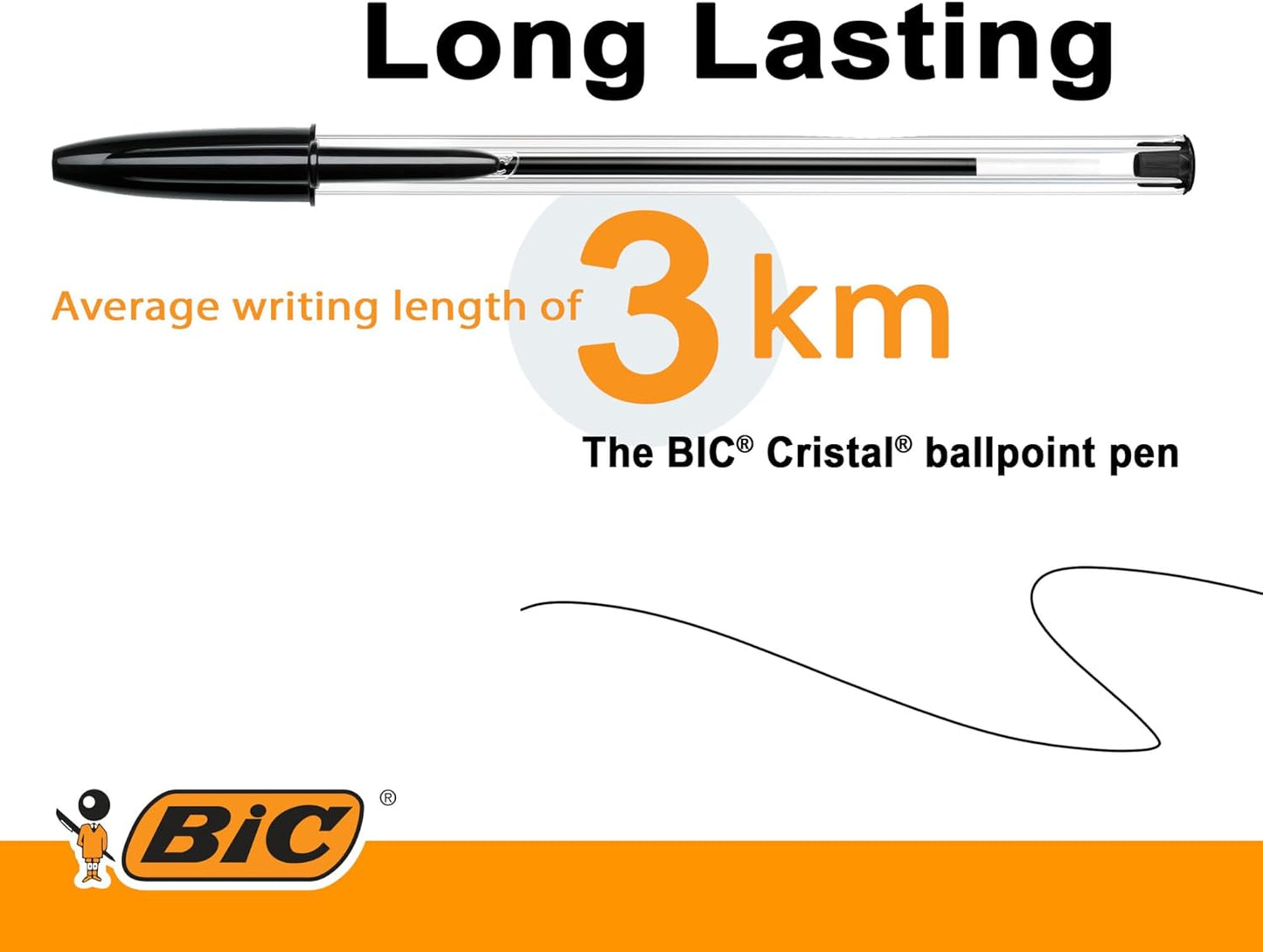 Clear barrel Bic pens with visible ink level