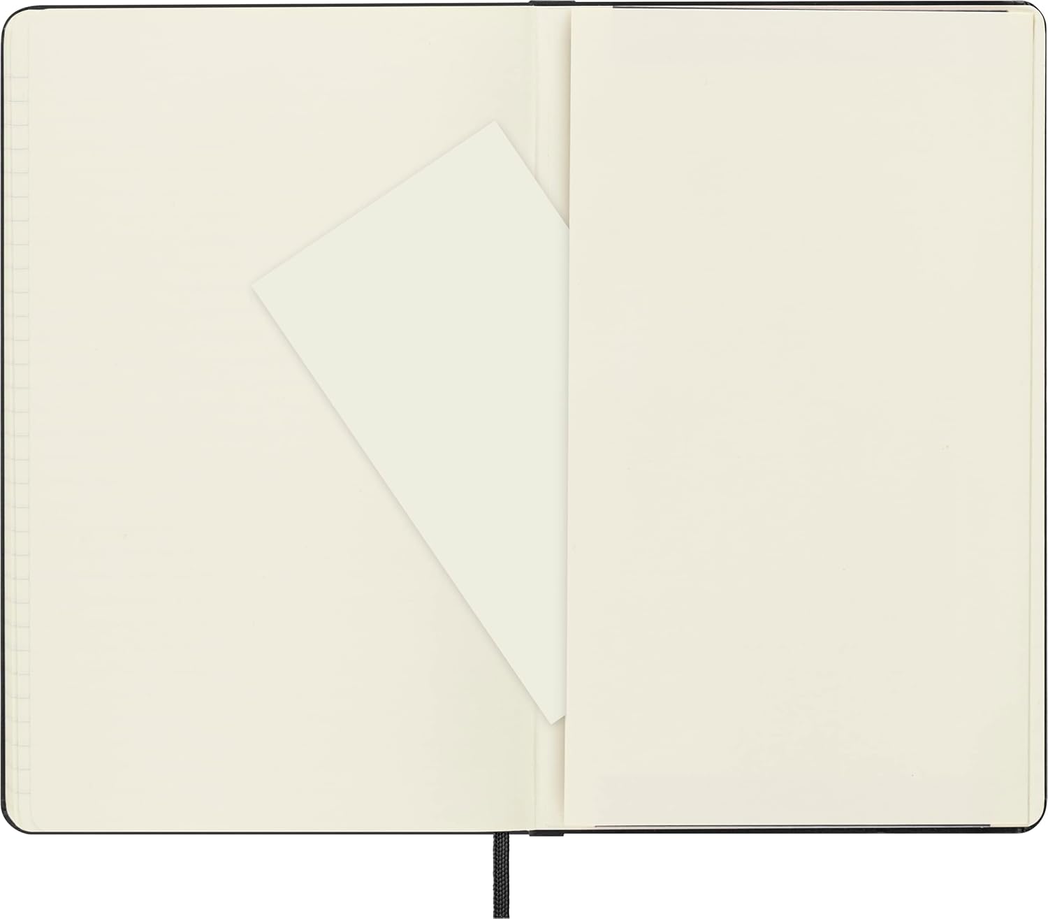 Notebook with lined ivory pages and bookmark
