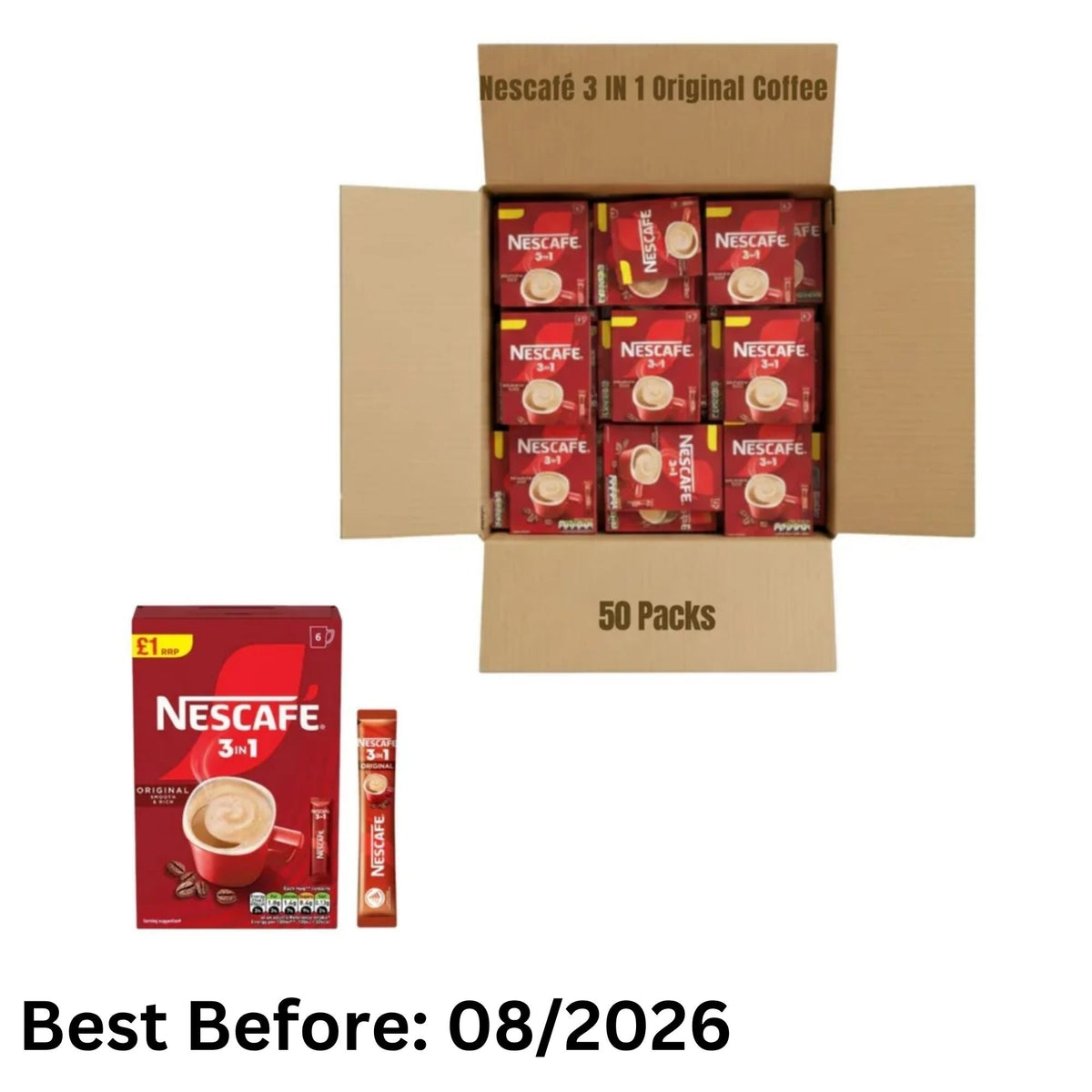 Nescafé 3 in 1 Original Coffee Sachets 6 Cups Bulk