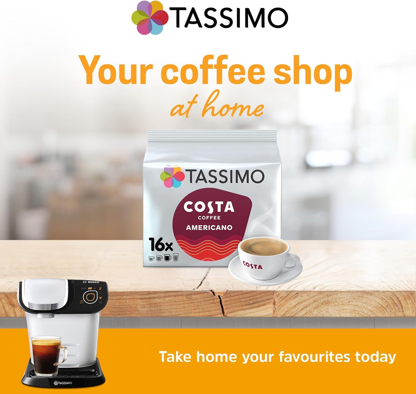 80 Costa Americano drinks from Tassimo coffee pod bundle