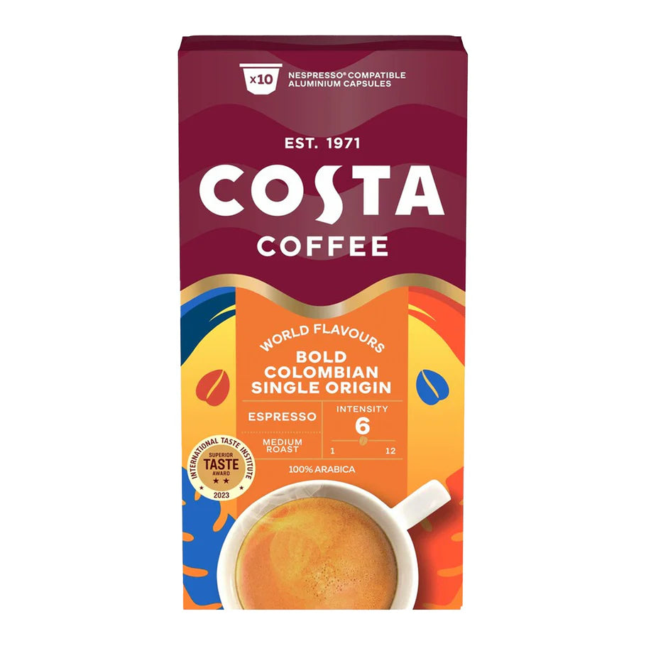 Costa Colombian Roast Nespresso Compatible Coffee Pods 10 Capsules