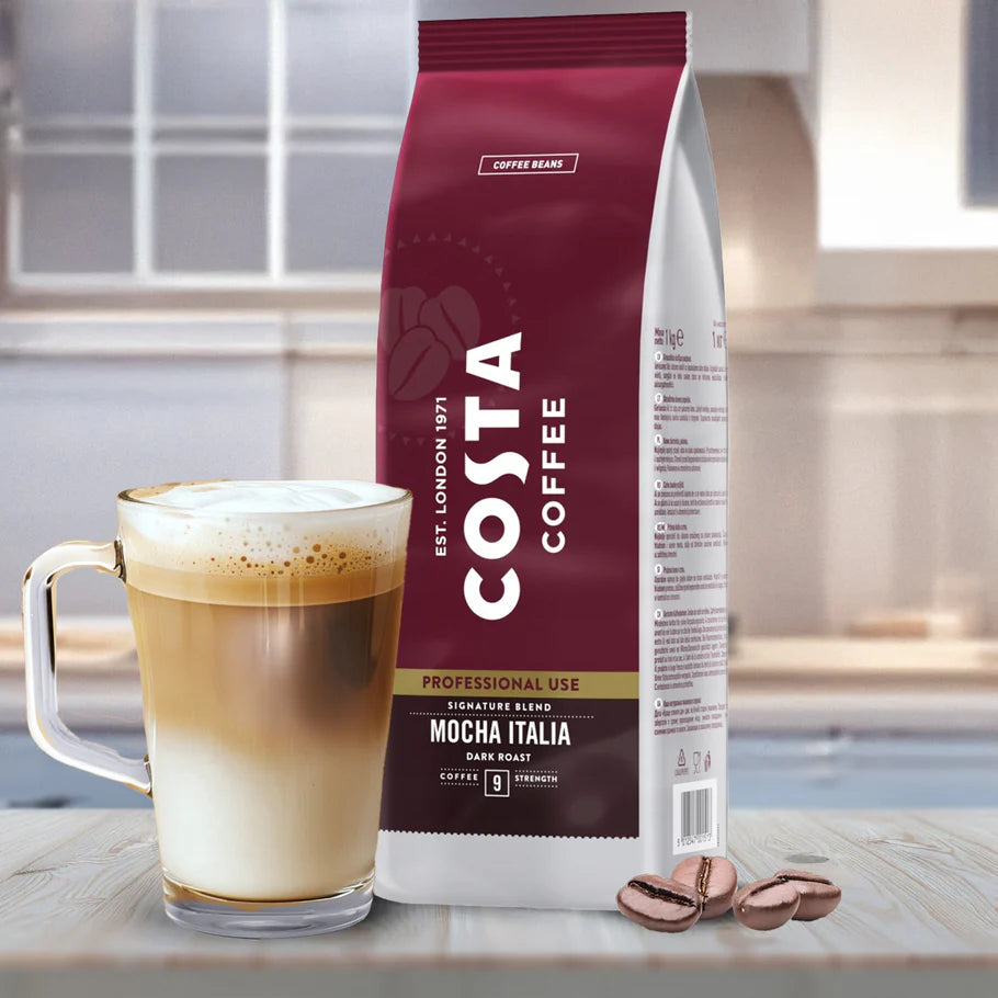 Espresso shot made from Costa Mocha Italia Dark Roast Coffee Beans
