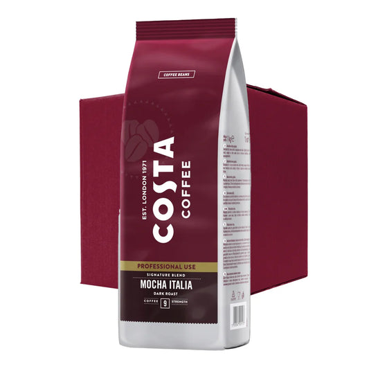 Costa Mocha Italia Dark Roast Coffee Beans case of six 1kg bags
