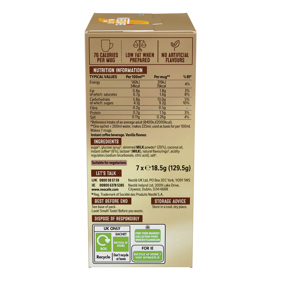 6 packs of 7 sachets for sweet coffee breaks