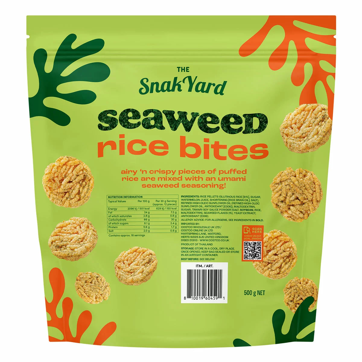 Asian puffed rice snack with seaweed