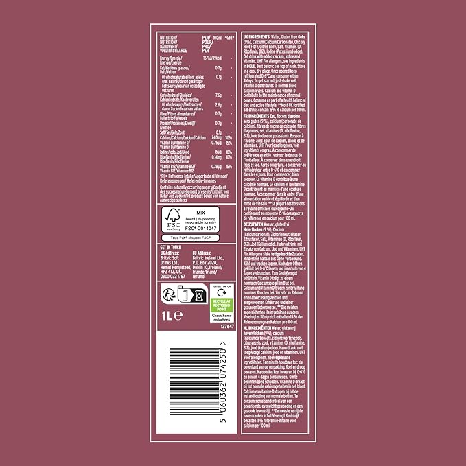 lant-based milk enriched with vitamins and calcium