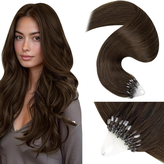 18 inch micro ring hair extensions in dark brown