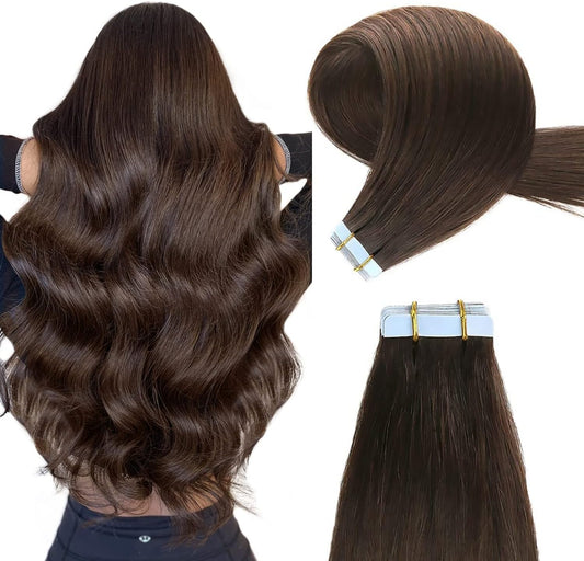16 inch darkest brown tape in hair extensions set