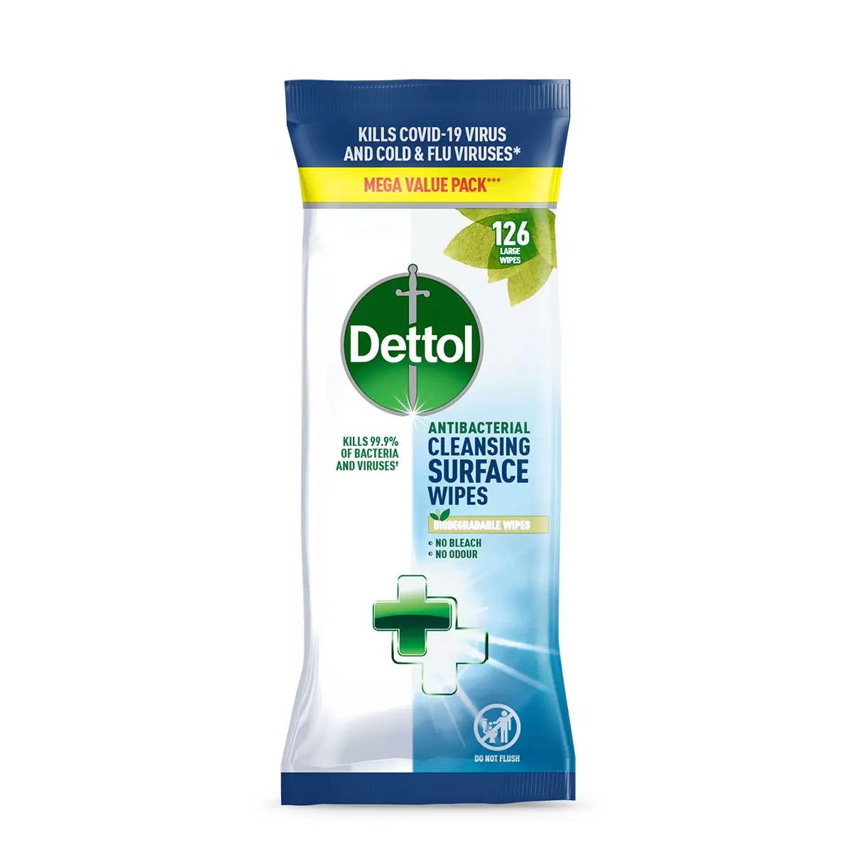 Dettol Biodegradable Wipes, 4-pack (126 wipes) for eco-conscious germ protection