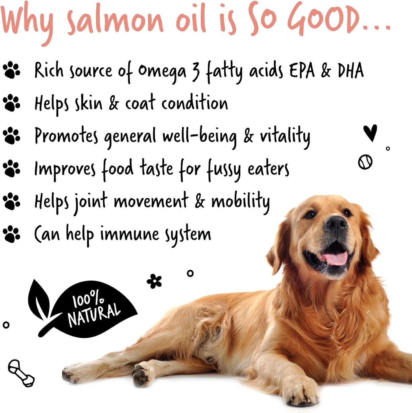 Omega 3 rich salmon oil for dogs and cats by Bugalugs