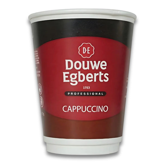 Douwe Egberts Cappuccino 12oz foil-sealed drinks available in 10 or 150 cups