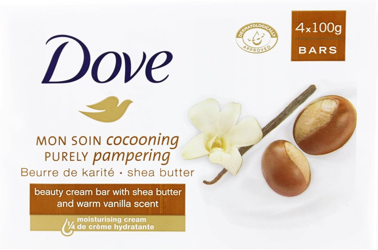 Dove Beauty Cream Bar Soap, 4 Pack (90g Each) for soft and moisturised skin