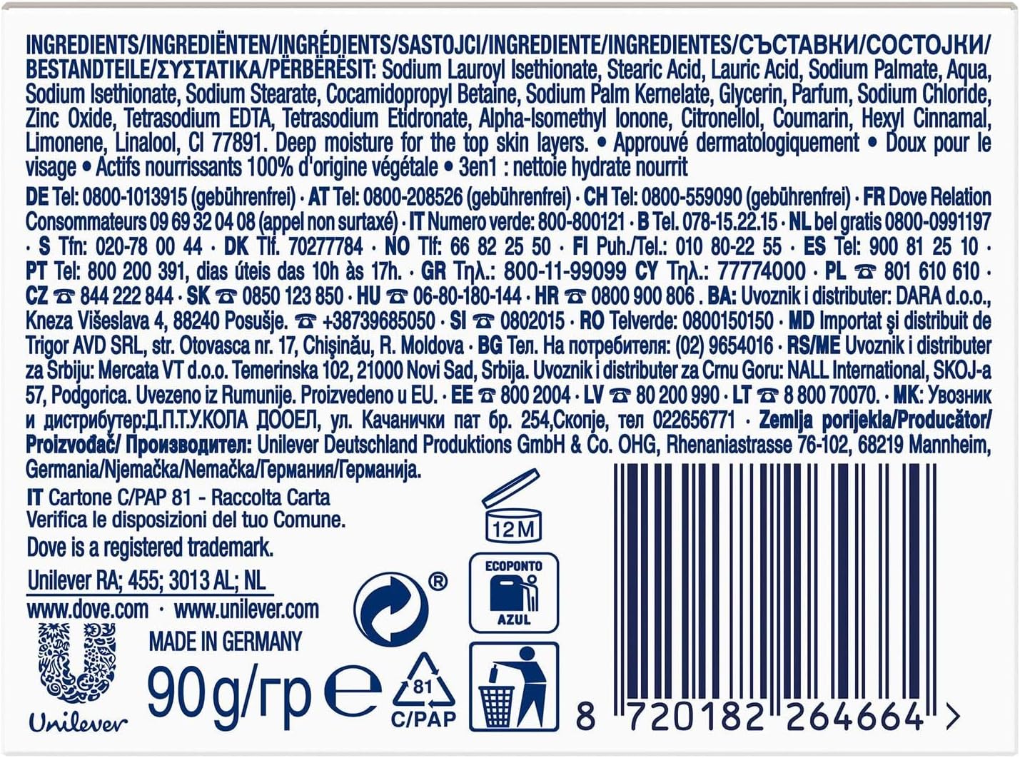 Dove sulphate-free beauty bar soap with nourishing formula