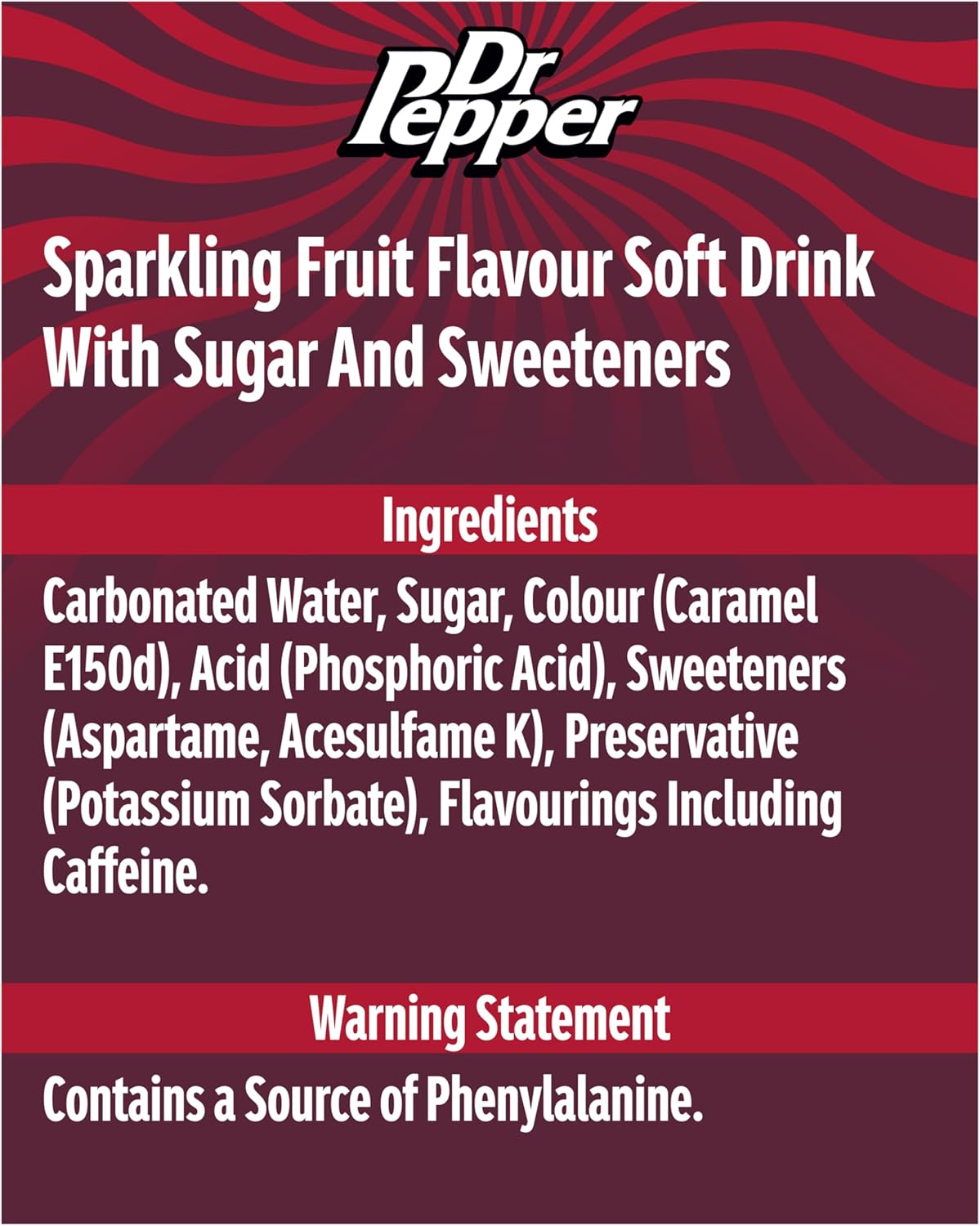 Dr Pepper multipack 24x330ml refreshing soft drink with unique flavour