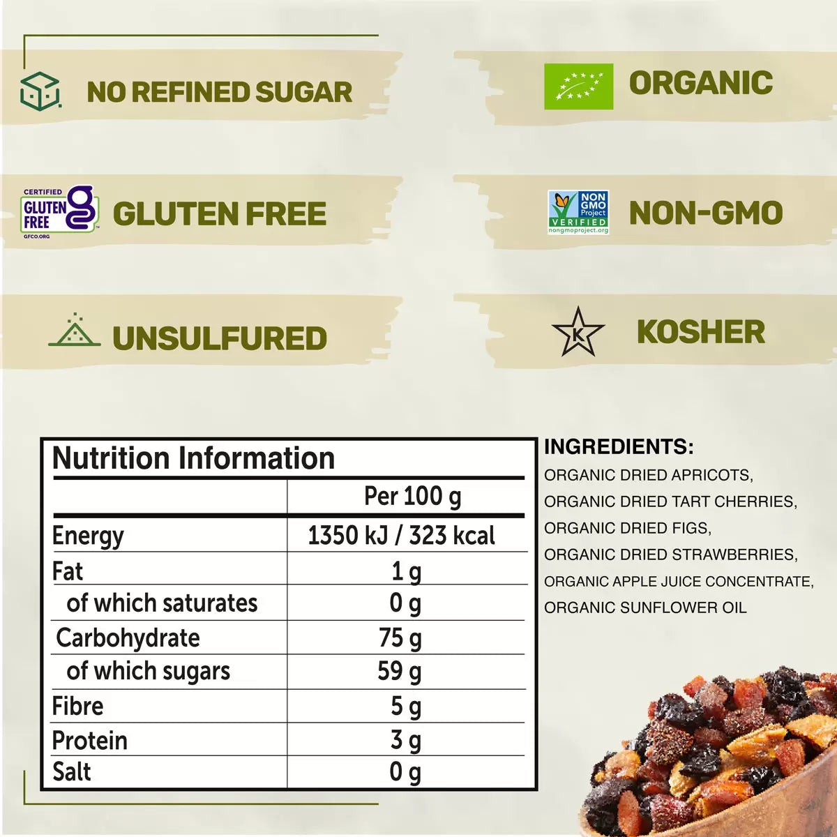 Nutritious Organic Dried Fruit Mix by Happy Village