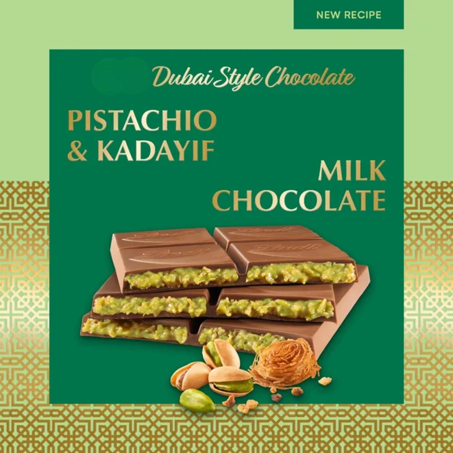Dubai chocolate bars, perfect gift for family and friends with pistachio and kadayif flavors