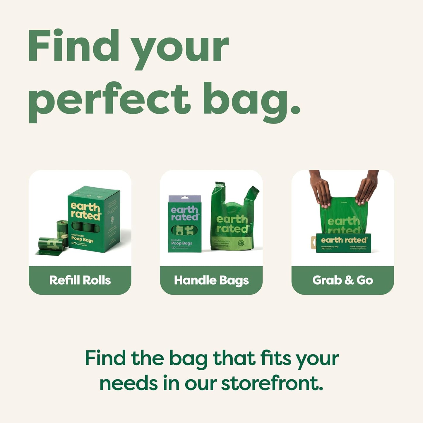 Earth Rated dog poo bags 270 count pack front view – lavender scented waste bags for dogs