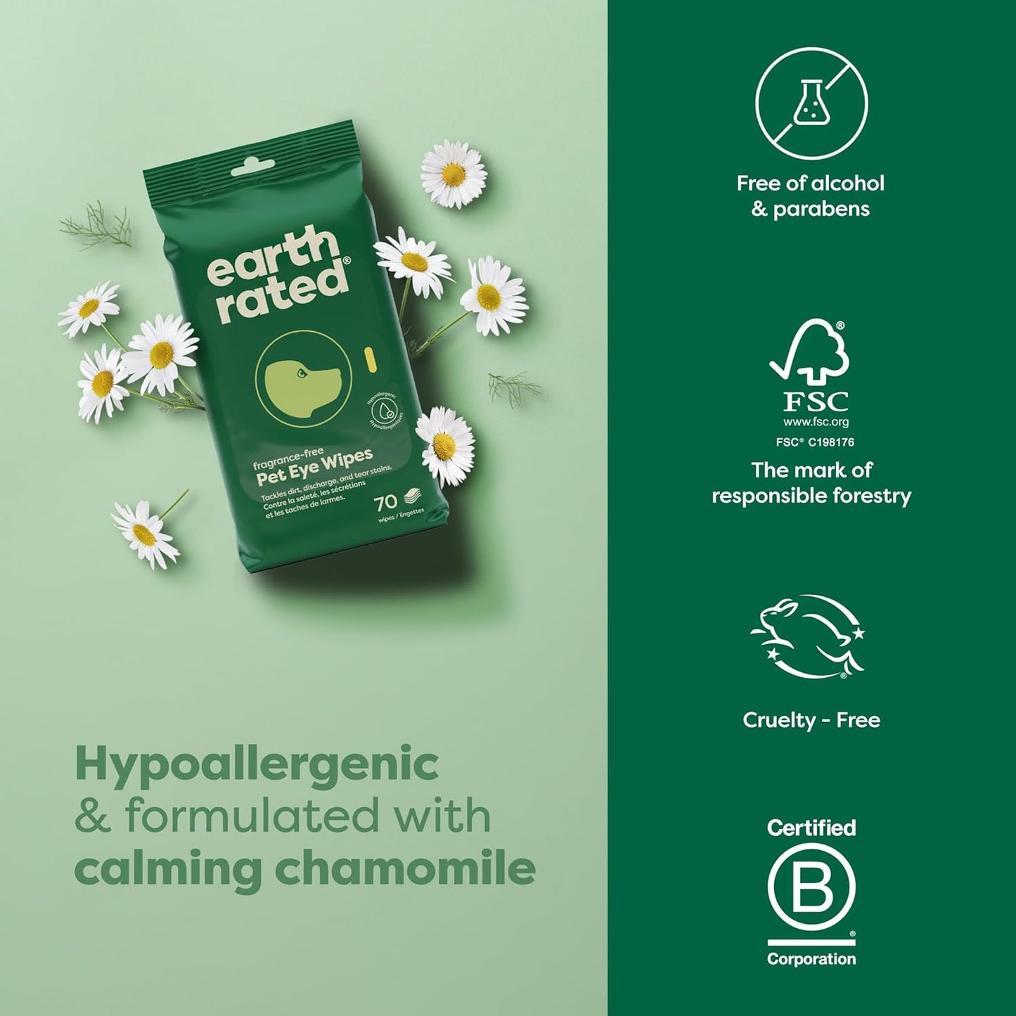 Soft cleaning pads for pet eyes – Earth Rated fragrance-free wipes