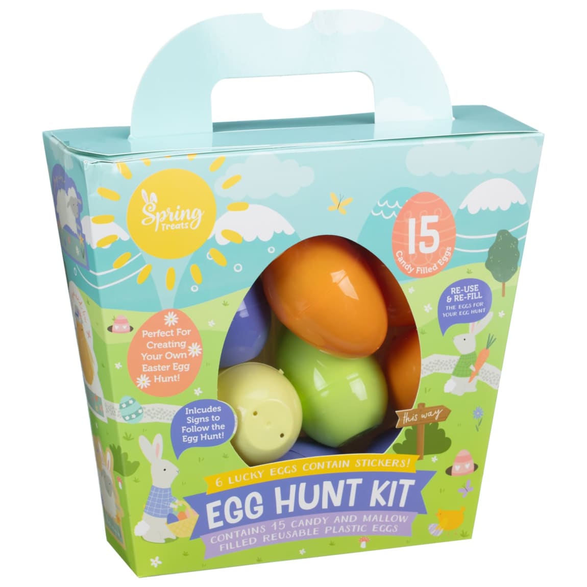 Easter Egg Hunt Kit 15-pack with candy-filled eggs