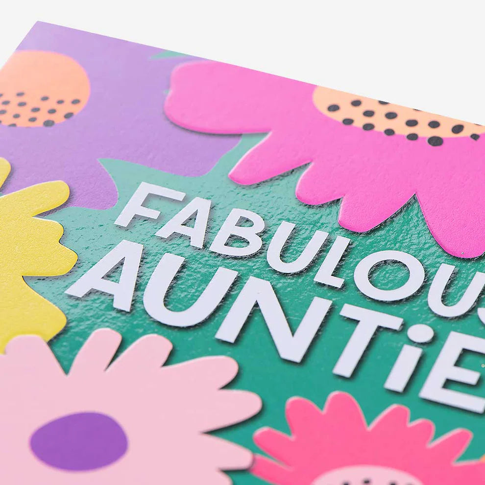 Fab Auntie Green Floral Birthday Card, a beautiful addition to birthday cards and birthday card greeting cards for celebrating special moments.