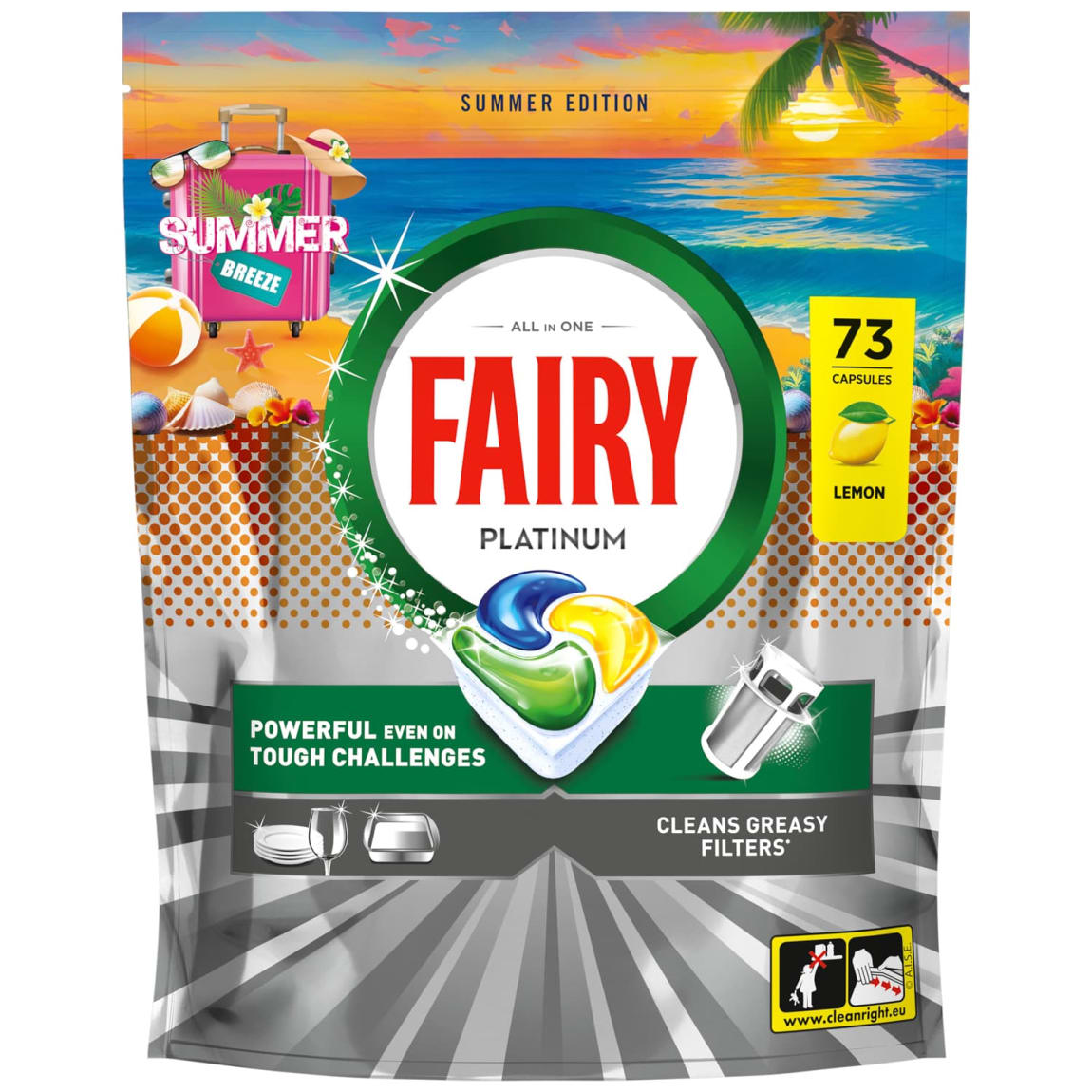 Fairy Platinum All-in-One dishwasher capsules 73 pack