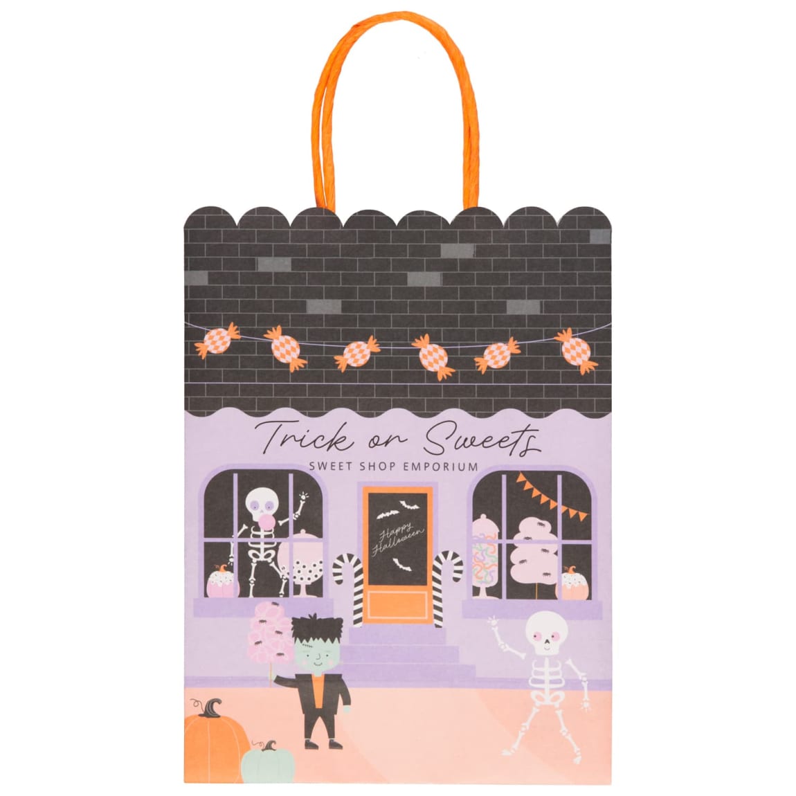 Trick or Sweet Halloween Treat Bags 8pk, lightweight and fun for kids