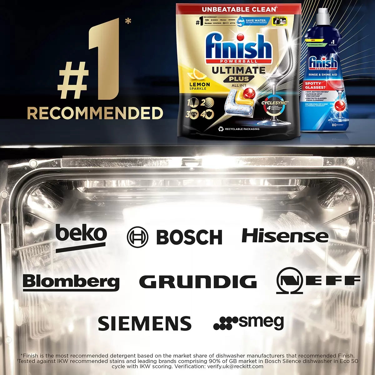 Finish Ultimate Plus All in One Lemon Sparkle for effective cleaning and a streak-free shine