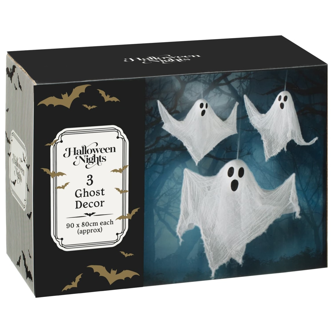 3 Halloween Nights hanging ghosts, perfect for indoor or covered outdoor décor