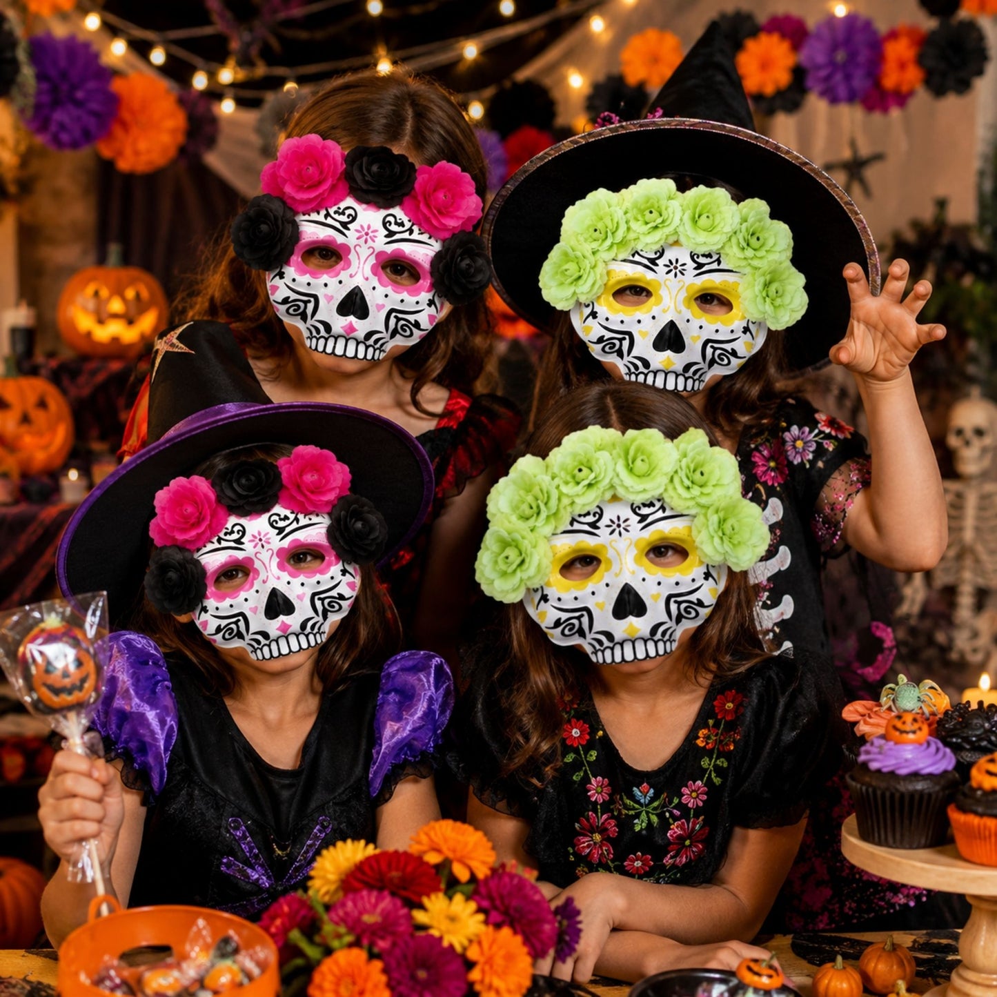 Floral sugar skull fancy dress mask