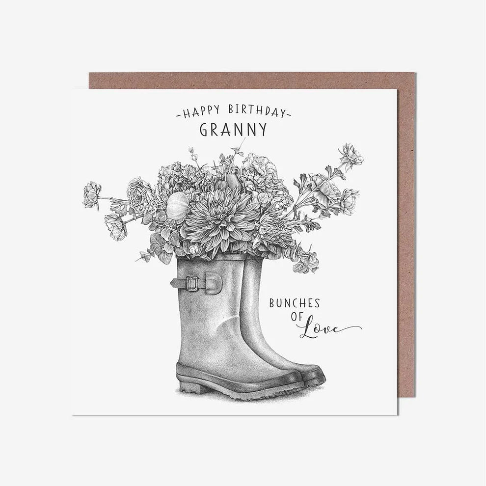 Trend birthday card – Flowers In Wellies Granny Birthday Card, perfect among birthday card greeting cards and greeting cards near me