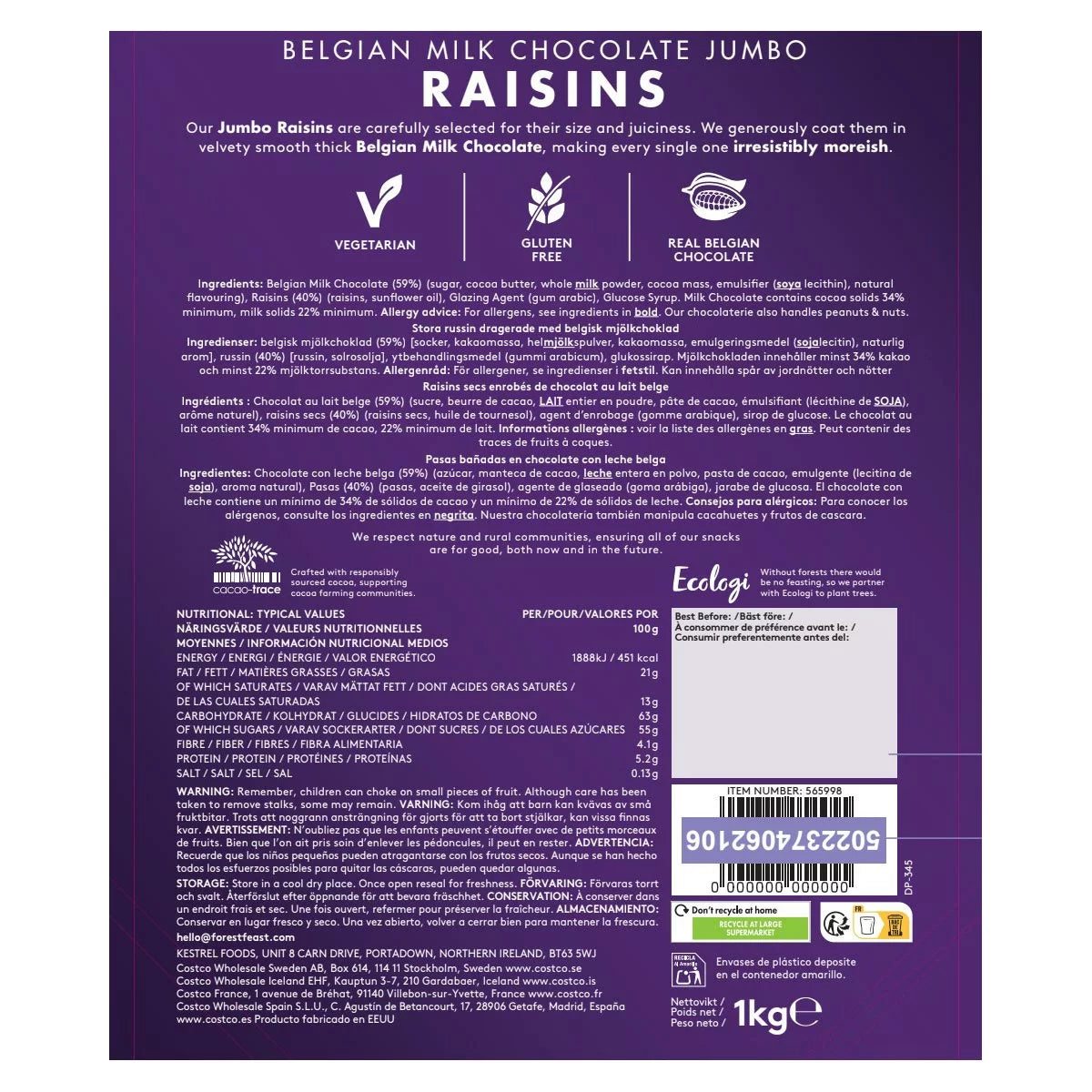 milk chocolate coated juicy raisins