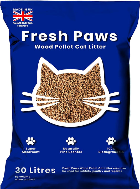 Fresh Paws natural wood pellet cat litter 30 litres bag
