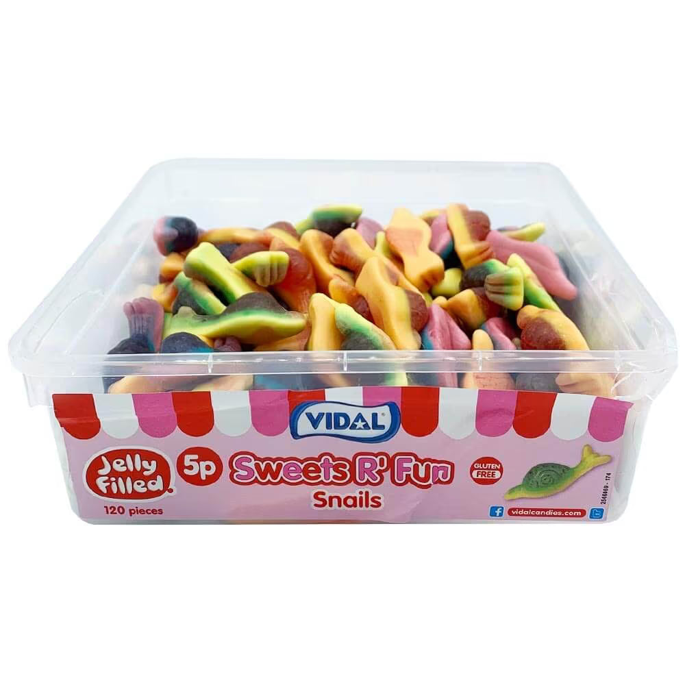 Approx. 120 Vidal jelly-filled snail sweets in bulk tub