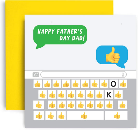 Funny emoji texting card for Dad — perfect for light-hearted fathers day gifts and presents.