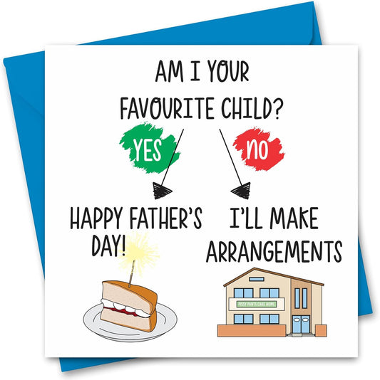 Humorous Father’s Day card with nursing home joke — perfect for funny fathers day gifts from son or daughter.