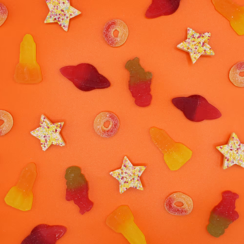 Space Mix 1kg featuring colourful jelly sweets and candy stars
