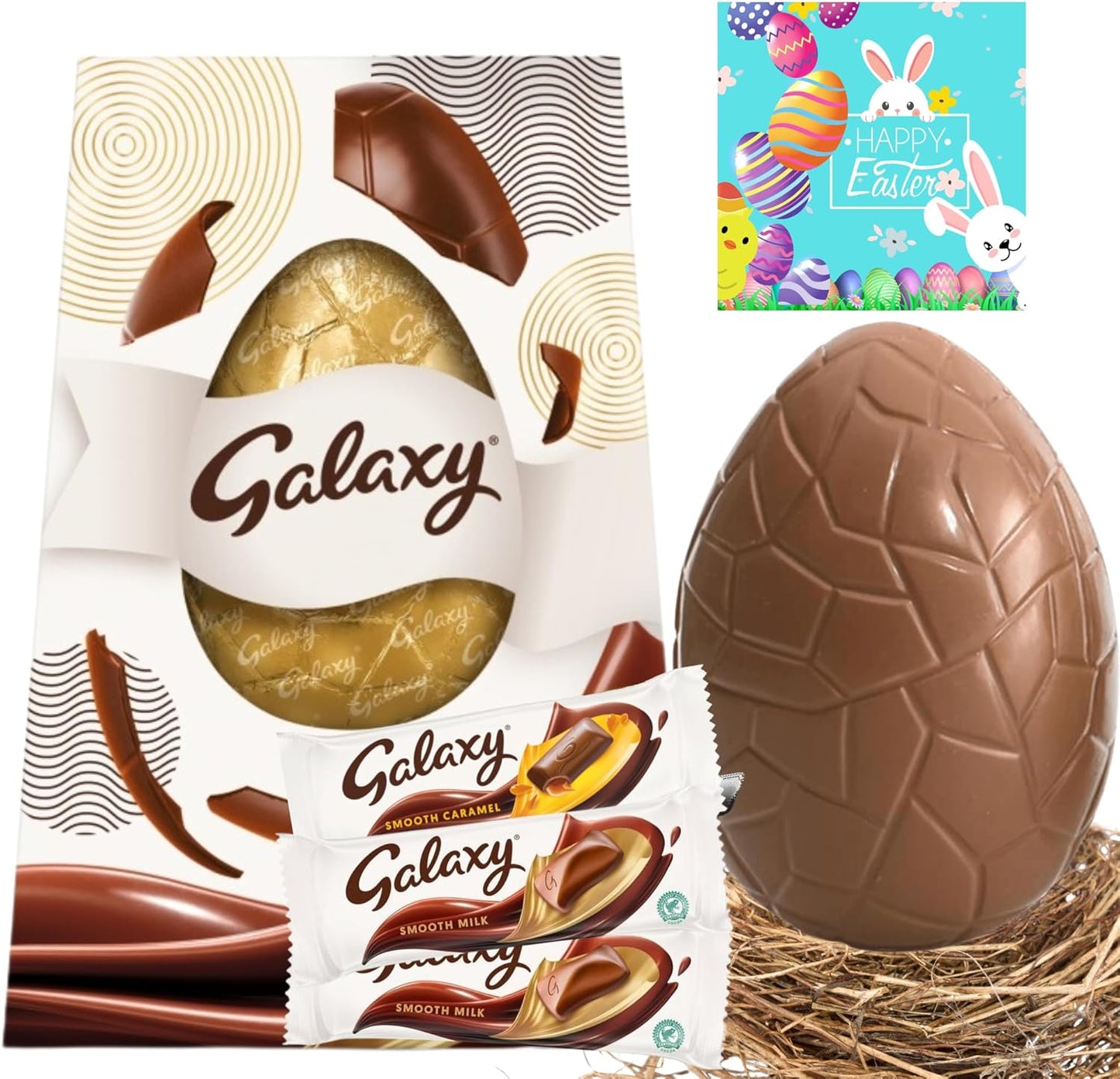 Galaxy Easter egg gift box filled with sweets and treats